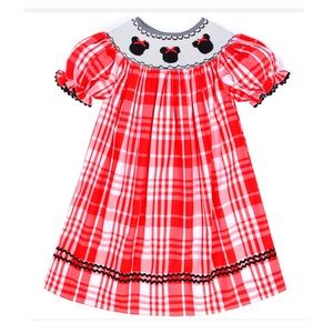 Nwt Disney Minnie Mouse Smocked Plaid Dress (multiple sizes) Red & Black